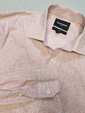 Bonobos Jetsetter Stretch Dress Shirt Slim Fit Rose Floral Sz 16 34 Geometrical